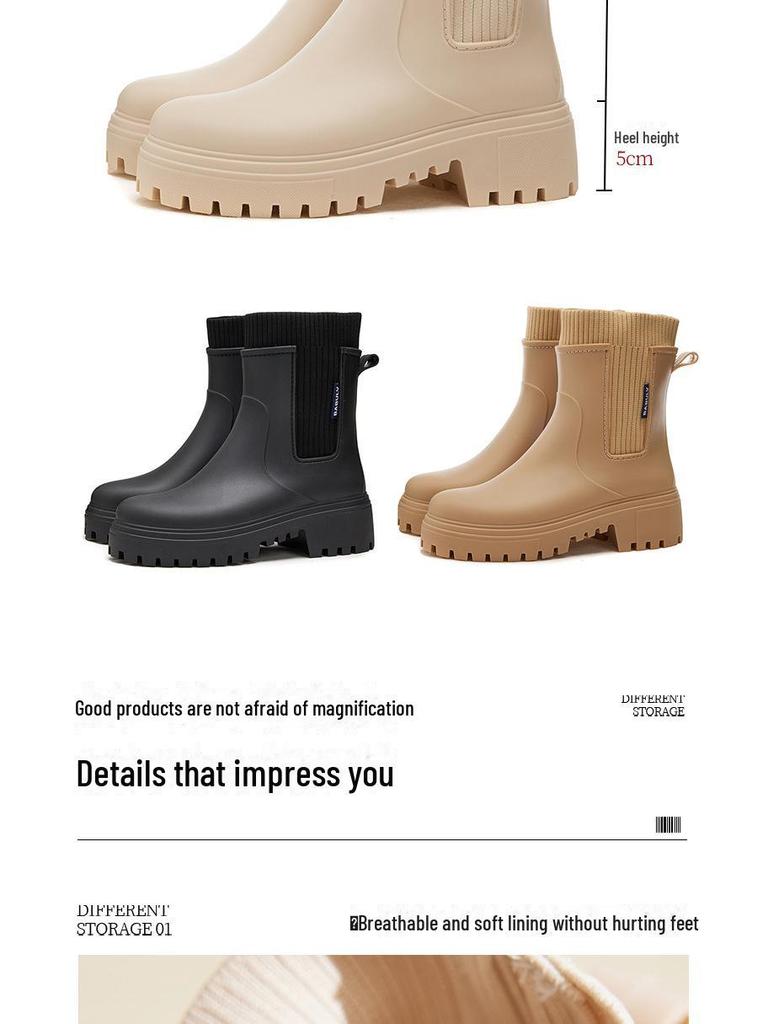 Chelsea Gummistiefel für Damen, mittelhoher Schaft, wasserdicht, rutschfest; Ideal für den Außenbereich.