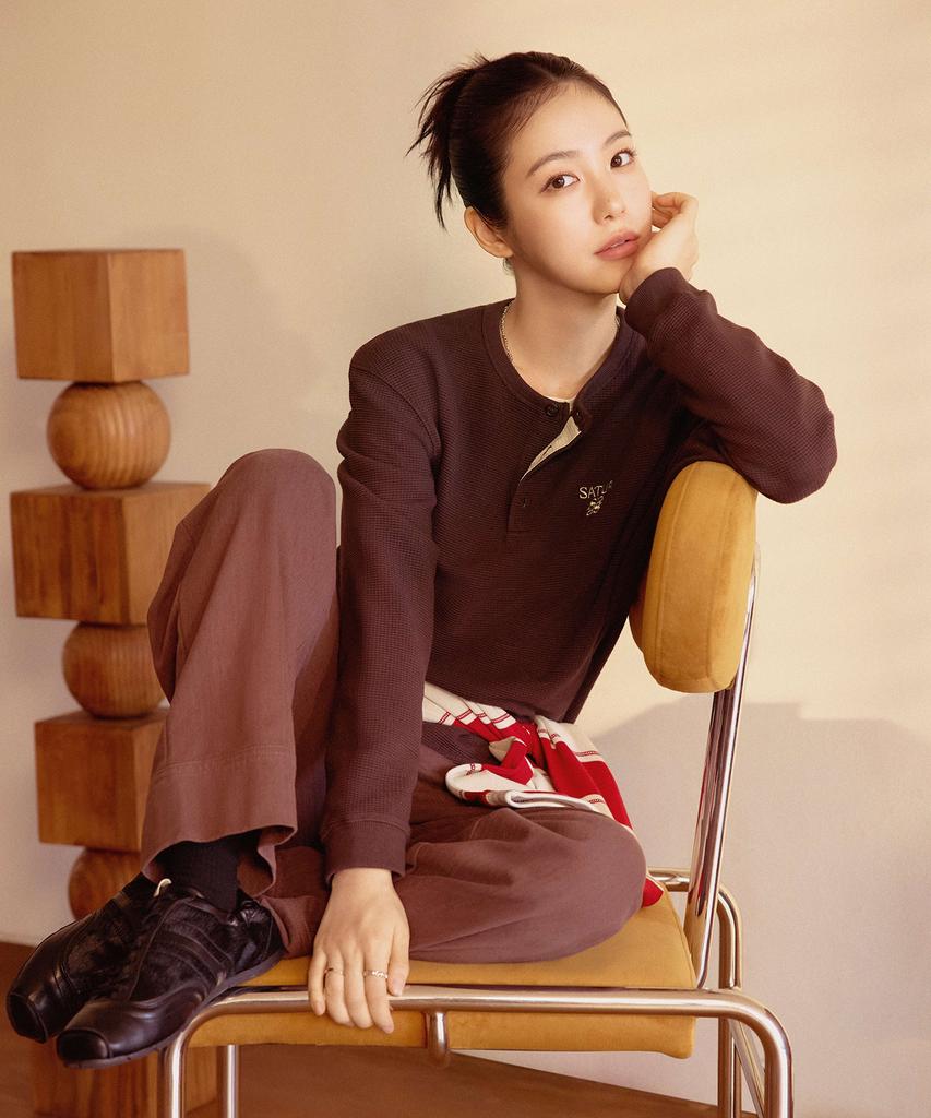 SATUR (W) Herringbone Cotton Pants Brown