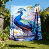 1pc Peacock Feather Artwork Outdoor Flannel Blanket, Cozy & Warm Soft Te Playful Design, Napping Camping,