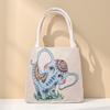 Panda Pattern Canvas Handheld Bag With Embroidery For Casual Day Use