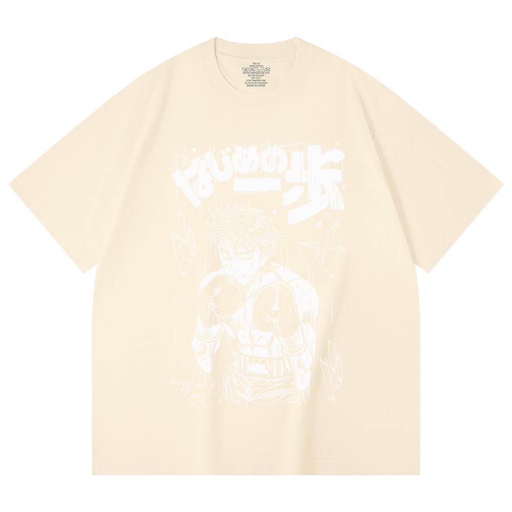 

230 Gsm 100% Cotton Hajime no Ippo V8 Volg Print Unisex Heavy Cotton T Shirt XS абрикосовый