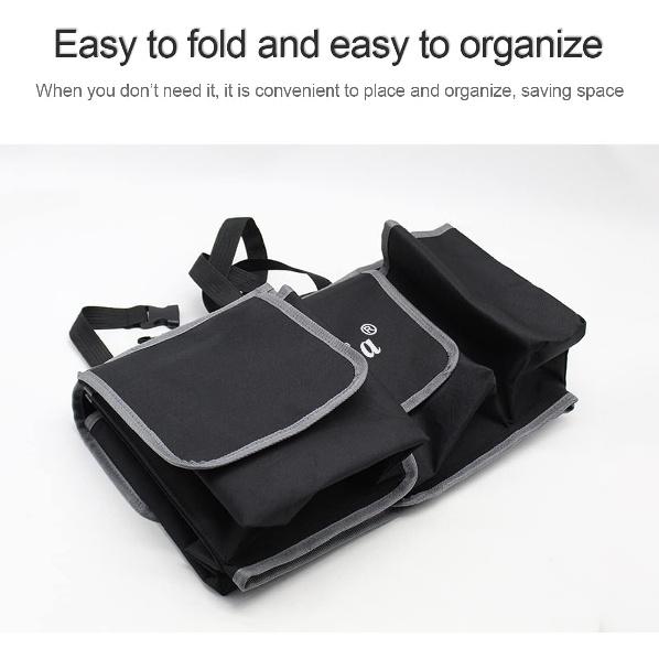 Car Trunk Organizer and Storage, Backseat Hanging Organizer for SUV, Truck, MPV, Waterproof, Collapsible Cargo Storage Bag with 4 Pockets, Car