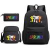 New rhythm box Sprunki music game schoolbag backpack pencil bag three-piece set student heat transfer backpack