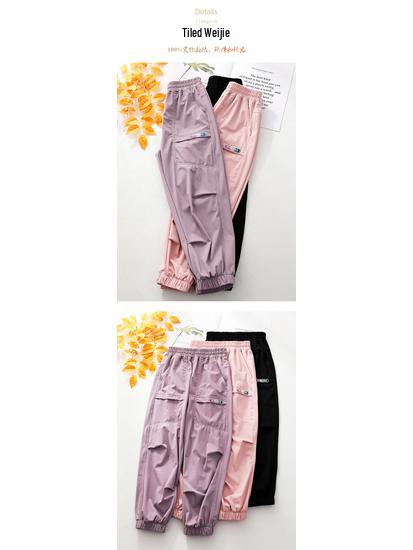 Girls’ Quick-Dry Summer Sports Pants 2024: Loose, Casual, Long Pants for Kids.