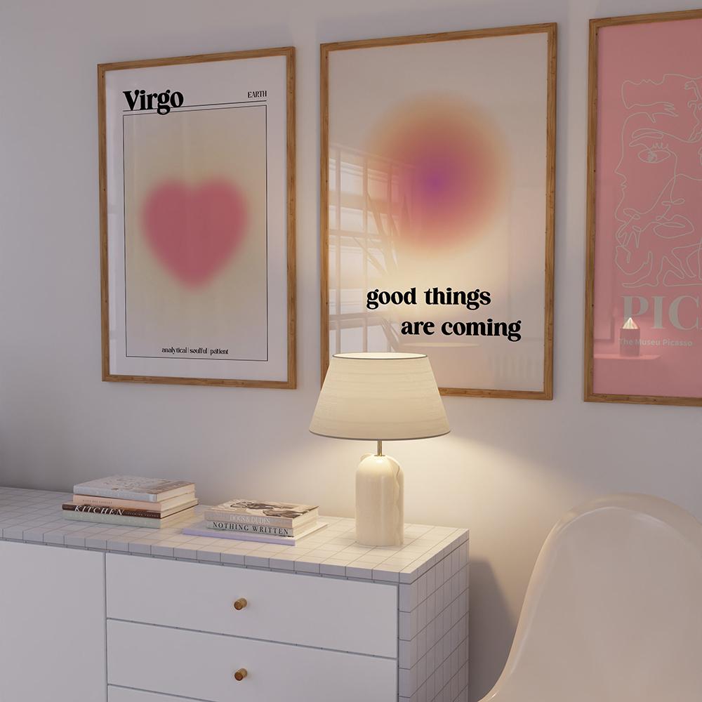 Good Things Are Coming Affirmational Quote Gradient Inspiration Poster Canvas Painting Pink Aesthetic Wall Art Picture Decor