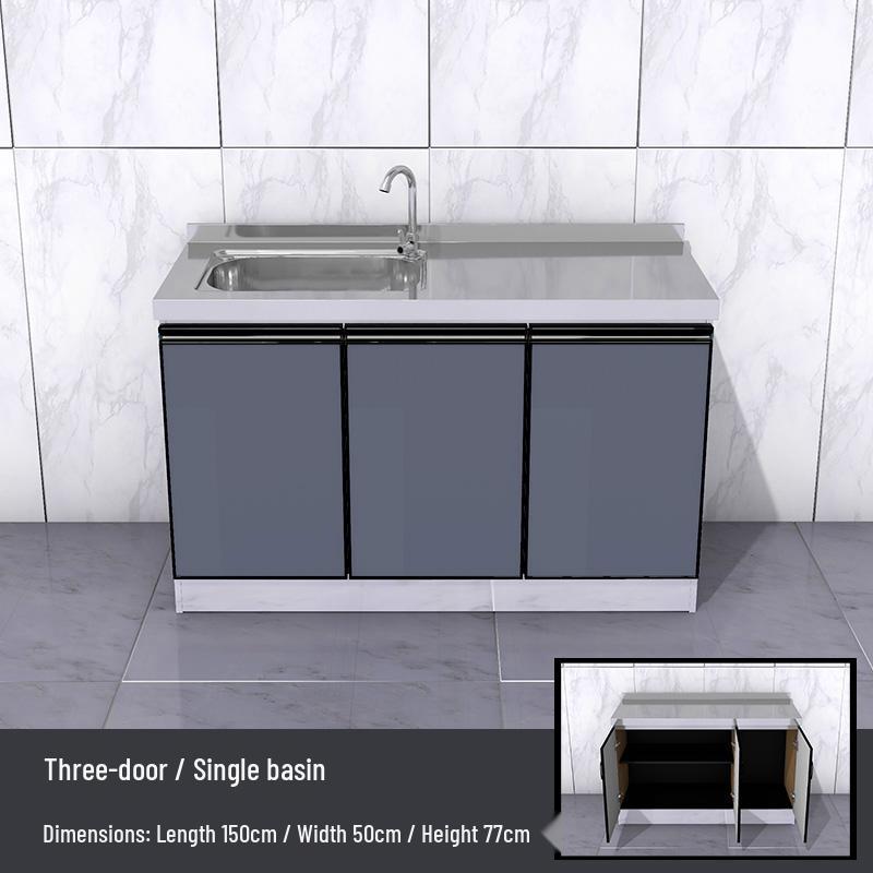 2-Meter Stainless Steel Waterproof Kitchen Cabinet with Sink for Household or Rental Use