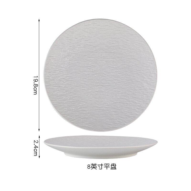 Japanese-style Black and White Stone-pattern Ceramic Plate Wear-resistant Round Steak Plate Home Dinner Cooking Plate Tableware