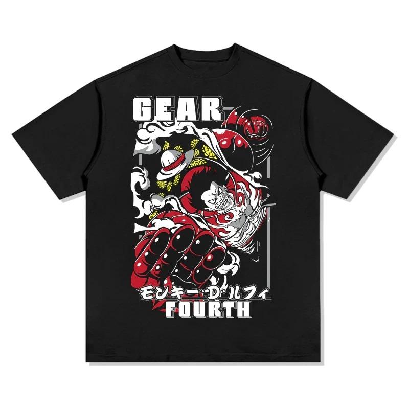 

One Piece Monkey D Luffy Gear Fourth Graphic T-Shirt Bold Battle Anime Oversized Black Unisex Streetwear T-shirt 4XL