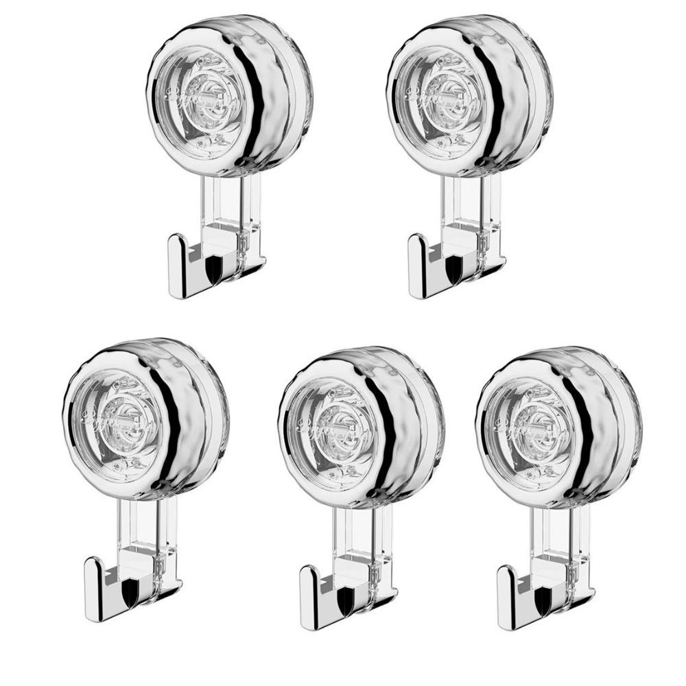 

5Pcs Powerful Suction Cup Hooks Reusable Key Bag Holders Fashion Wall Hook Glass Surface прозрачный