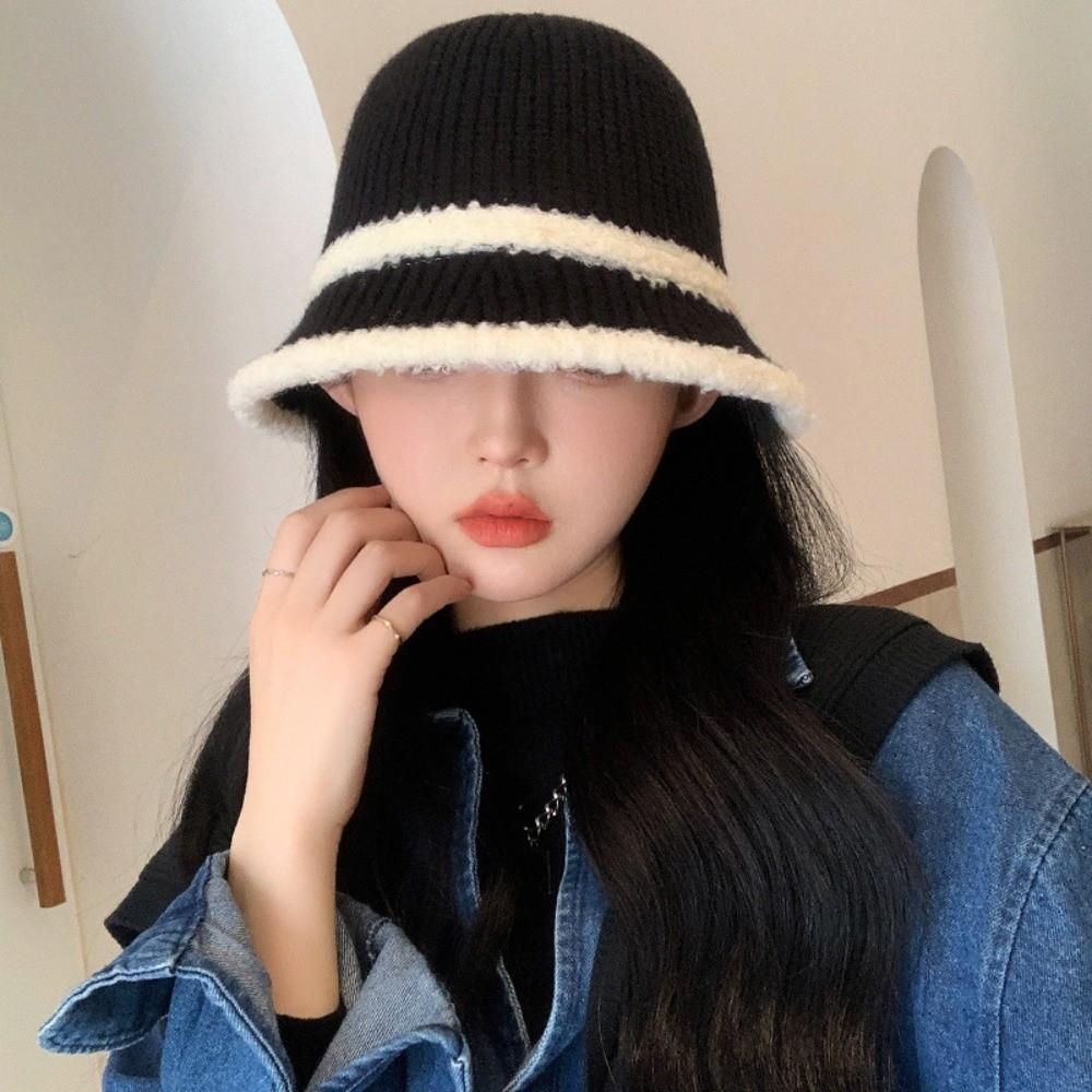 Breathable Knitted Bucket Hat Hollow Out Sun Protection Cap Visor Cap Woven Fisherman Hat  Women