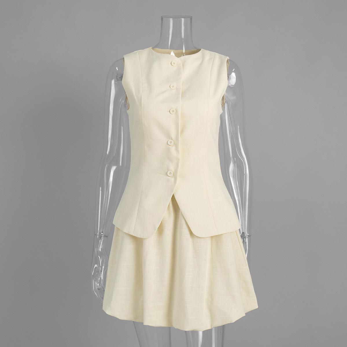 

Women s Sleeveless Top and Short Skirt Set, Apricot Color S абрикосовый