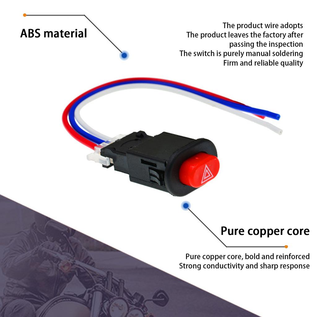 Motorcycle Double Flash Switch Hazard Light Switch Button Flash Warning Scooter Electric Vehicle Modified Emergency Signal Lamp
