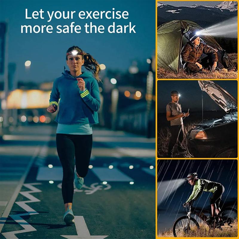 8 Modes Motion Sensor XPE+COB LED Headlamp Flashlight USB Rechargeable Waterproof Camping Head Lamp Running Fishing Headlight