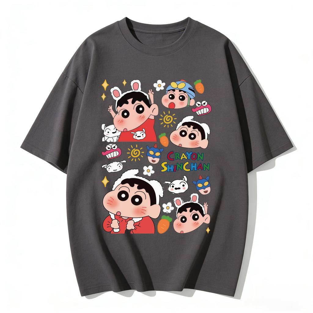 Crayon Shinchan Cute Cartoon T Shirt Unisex Women Kids Family Matching Tee Summer Casual Short Sleeve Cotton Top Fashion Streetwear