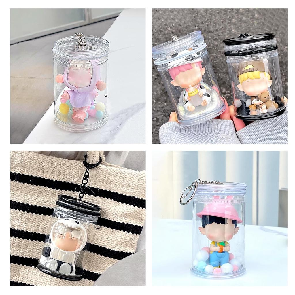 Umora Ita-bag Case, Cylindrical Doll Case, Coke Can Shape, Clear Pouch for Plush Toys, Transparent Mini Pouch for Travel, Dustproof, with Keychain,