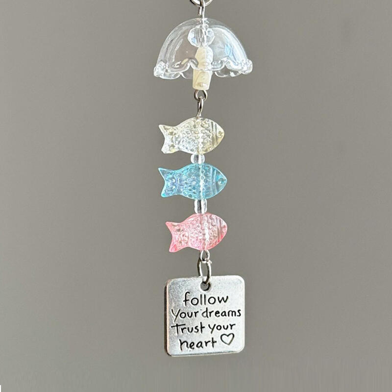 We are jellyfish fish cell phone pendant keychain white