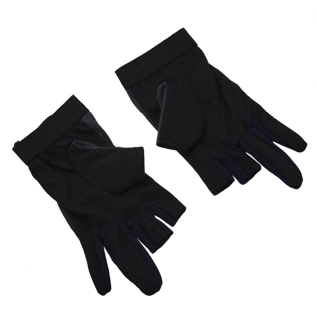 SODIAL Negro 2 x Guantes de Pesca Goma Antideslizante Dos Dedos R