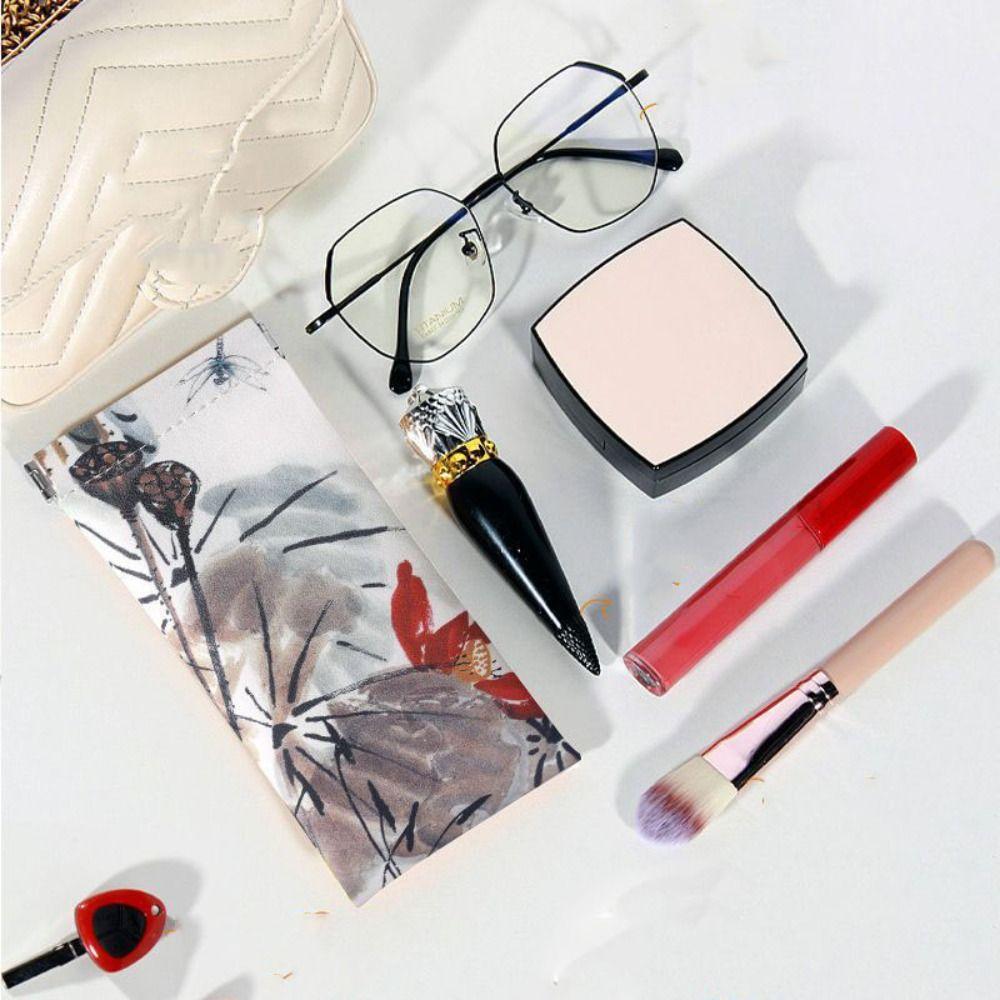 Chinese Ink Painting Self-closing Glasses Case Lotus Leaf Sunglass Storage Bag  Girl