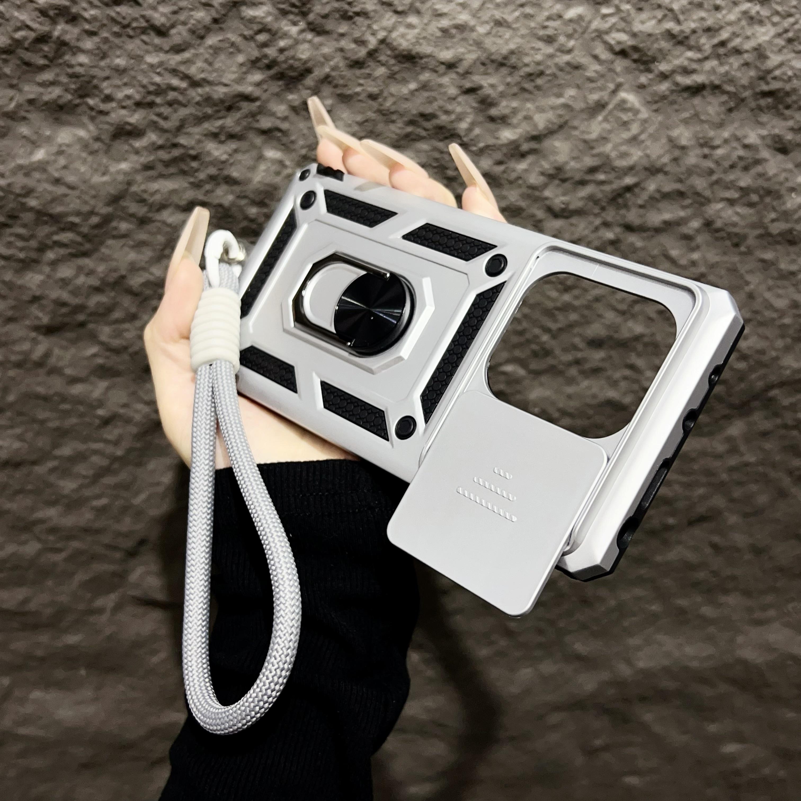 

Чохол для Xiaomi 14T Pro з магнітним кільцем-підставкою для автомобіля зі шнурком, захистом камери-слайдером, броньованою протиударною кришкою для Redmi 14C 13C For Redmi 13C 4G&Case & Strap срібний