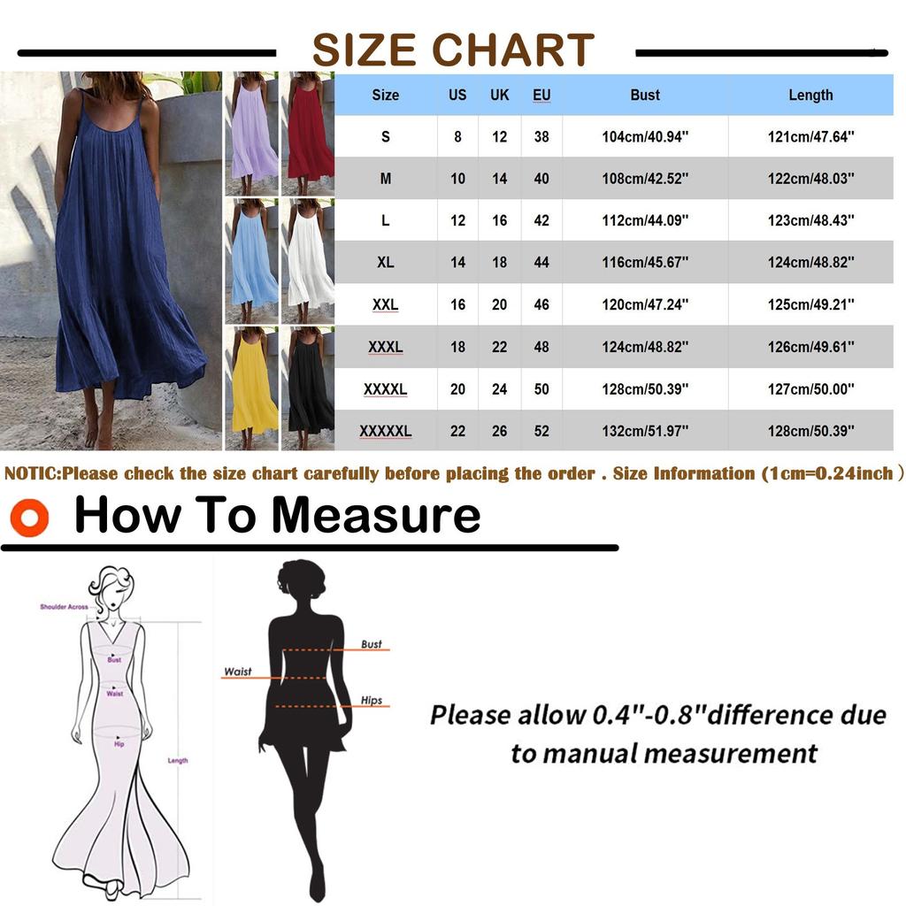 Fashion Women's Ruffle Solid Color Long Sleeveless Loose Spaghetti Straps Dress