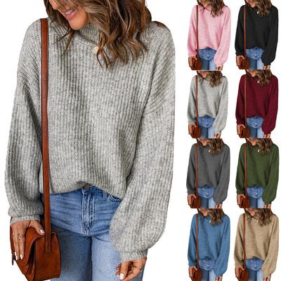 Women's Autumn and Winter Solid Color Long-sleeved Turtleneck Loose Sweater