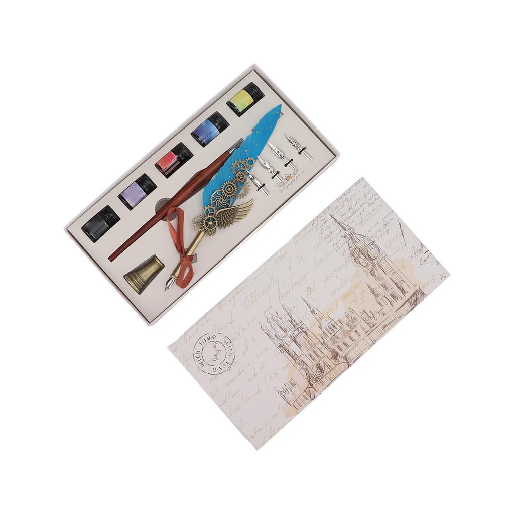 Quill Pen Set Retro Elegant Vintage   Stainless Steel Nib Wear Resistant Caligraphy Pen Kit