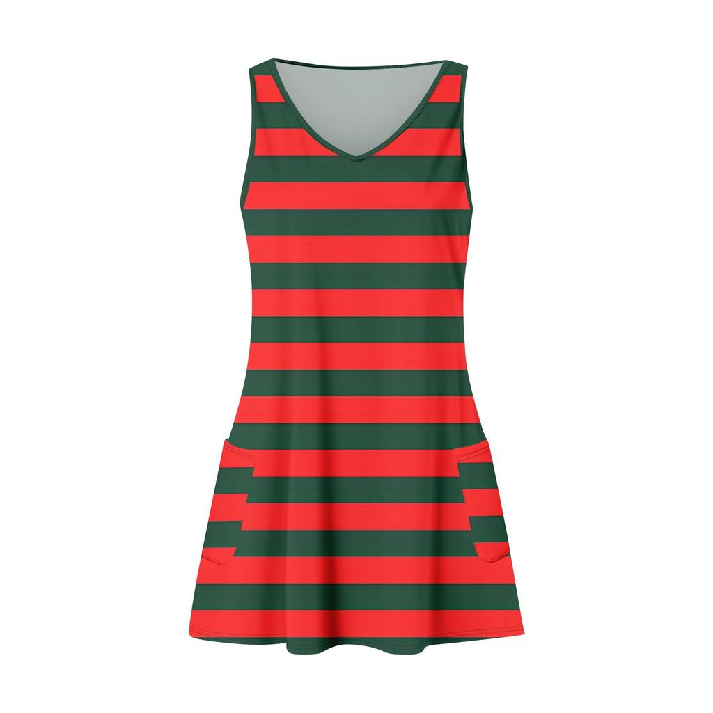Women's Casual Print Summer Bohemian Beach Dress With Pockets V Neck Tank Dress