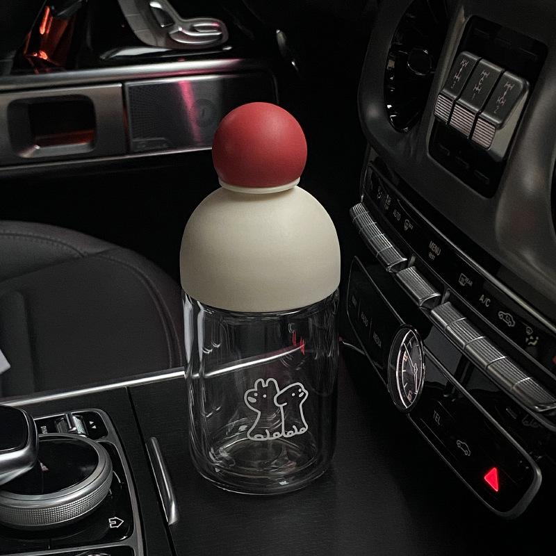 Niche New Year'S Christmas Puppy Red Nose Double-Layer Glass High Temperature Resistant Sealed Water Cup Car Carry-On Cup Gift