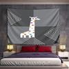 Colorful Dotted Giraffe On Geometric Design Pattern Wall Hanging Tapestry Decorative Tapestry Home Decor for Bedroom and Living Room