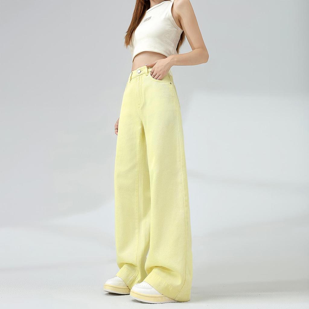 Blue High-Waisted Wide-Leg Jeans: Women's Slimming Loose Straight-Leg Pants, Spring 2026 New Style.