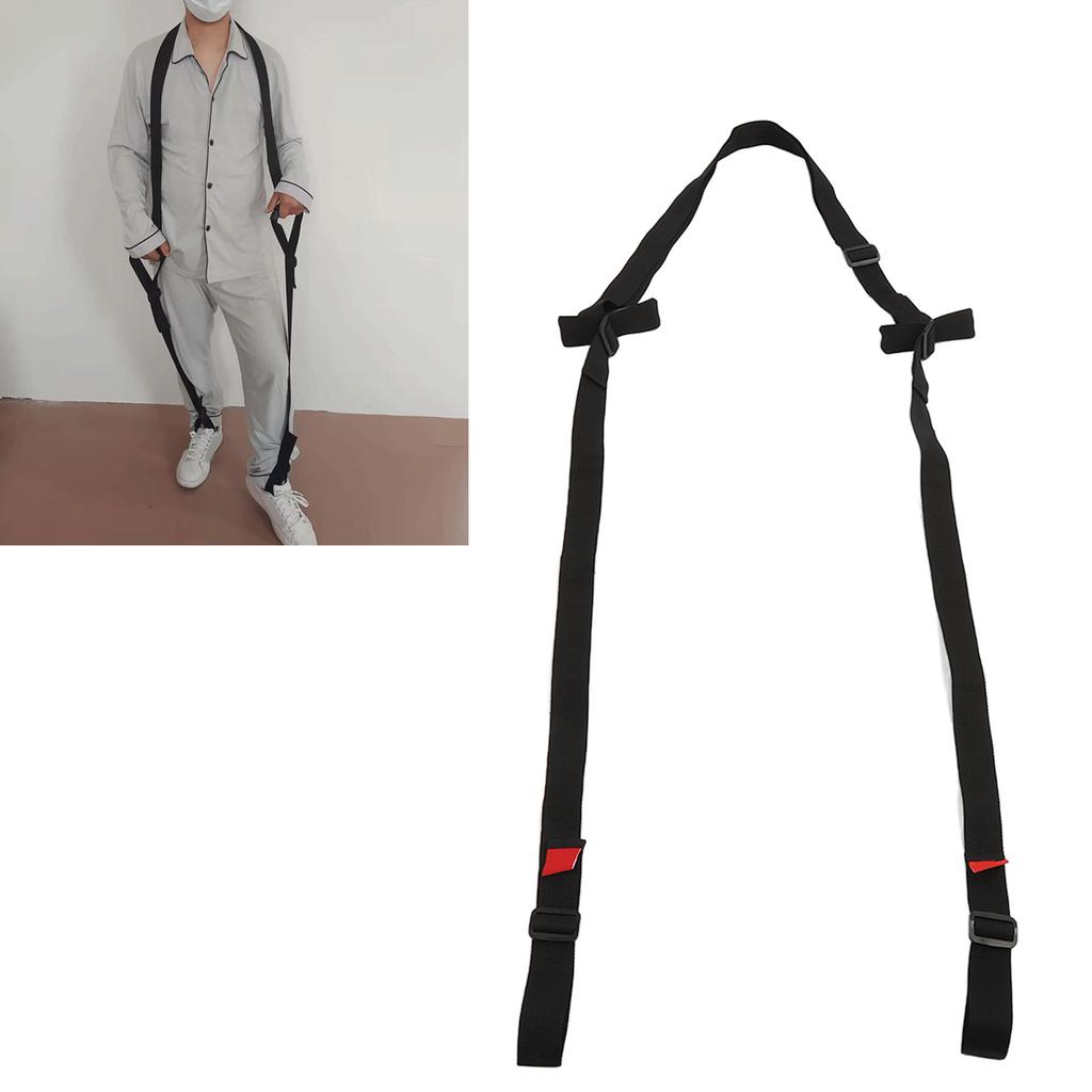 Black Leg Lifting Strap Long Leg Lifter Mobility Tool Hand Grip Leg Lifter for Elderly Disability Stroke