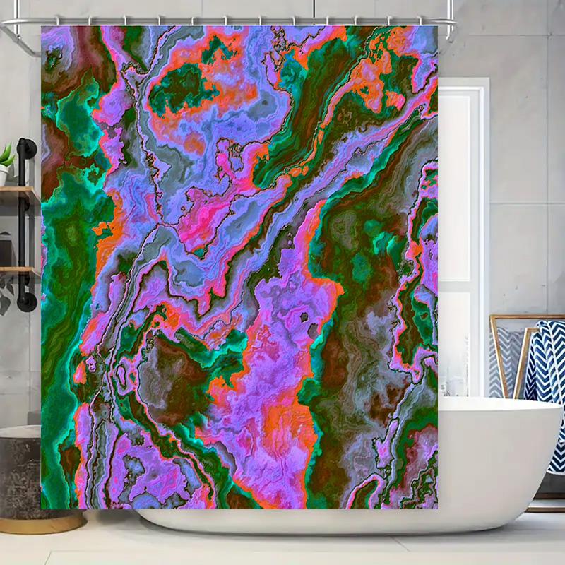 

Abstract Art Shower Curtain, Watercolor Print Purple Pink Orange Green Blue Gray Colorful Bathroom Decor, 72x84 Inch Waterproof 90x180cm