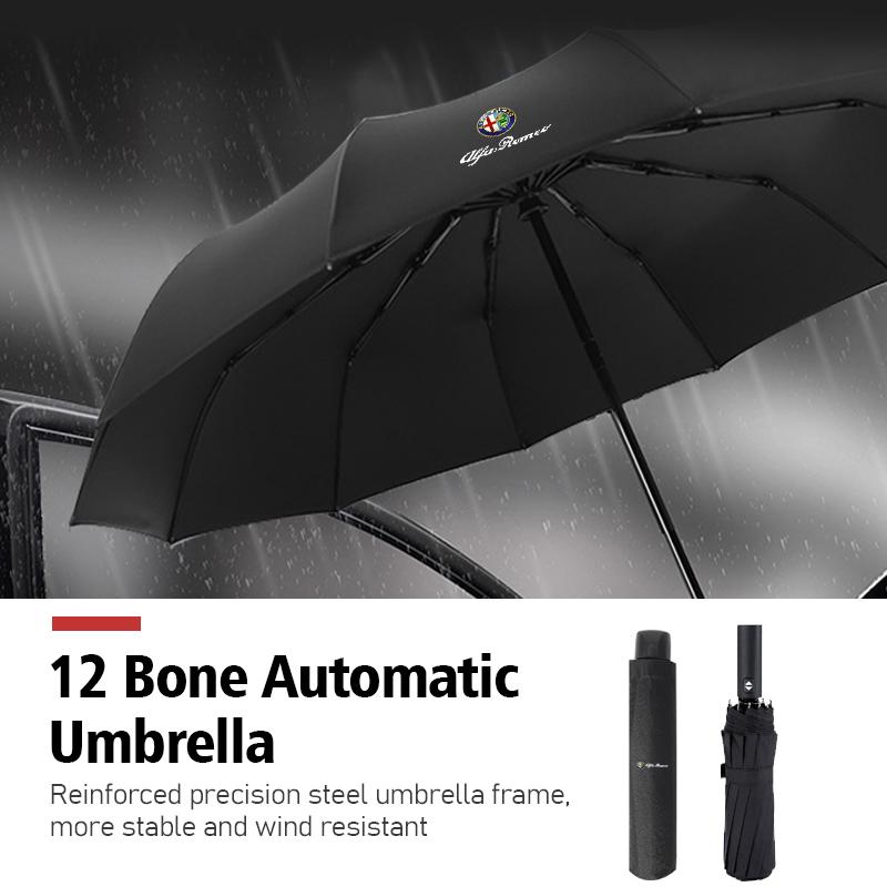 Car Logo Automatic Umbrella Large Folding Rain and Sunshine Auto Accessories For Alfa Romeo Giulietta 940 2014 2015 2016 2017
