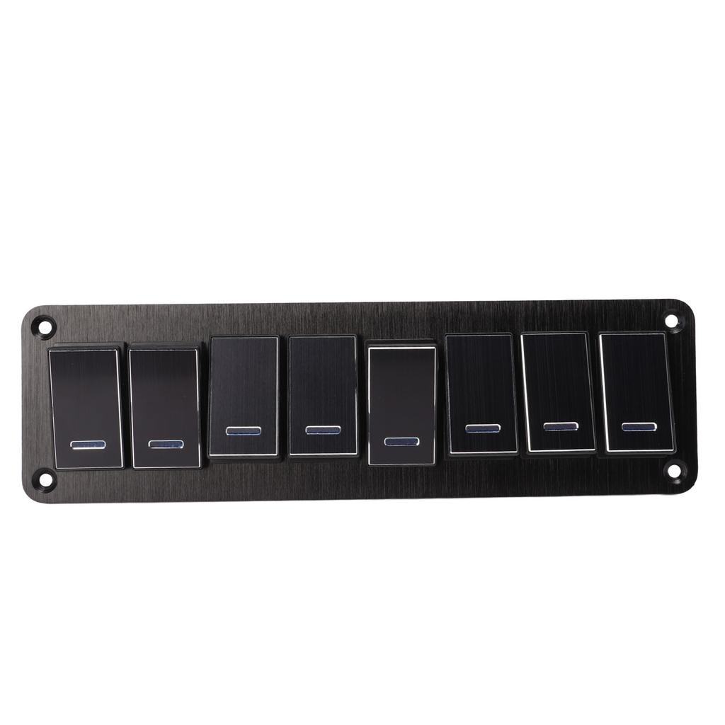 8 Gang Rocker Switch Panel 12‑24V Aluminum Alloy 3 Pin Blue LED Toggle On Off Light Control for Car RV Motorcycle Bus