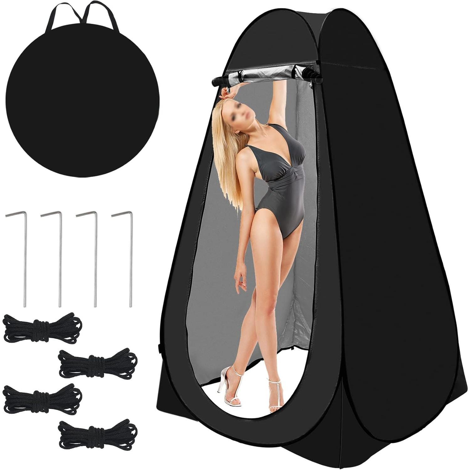 Pop Up Privacy Tent Shower Tent Changing Tent Portable Outdoor Camping Bathroom Toilet Tent Changing Dressing Room Privacy Shelters Room for Hiking чёрный