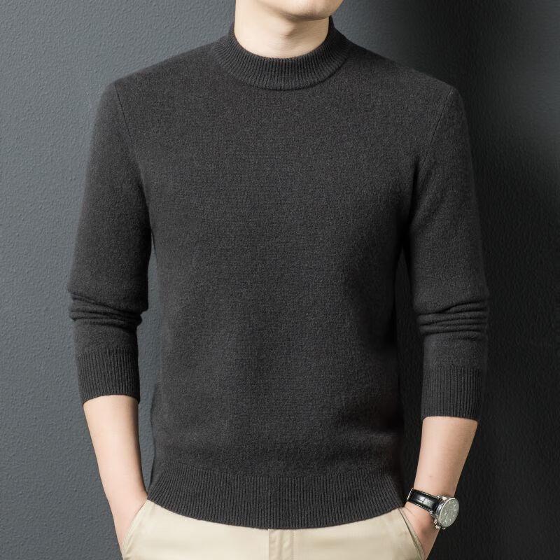 Fengxun Men's 100% Pure Wool Round Neck Pullover Sweater FXT5286
