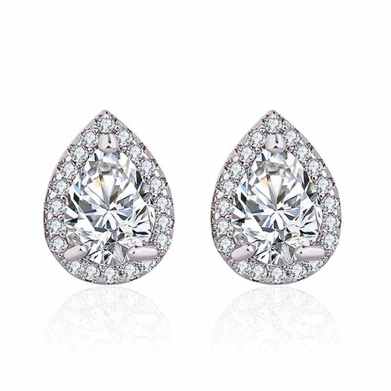 Elegant Eight-Heart & Arrow Zircon Water Drop Stud Earrings for Women