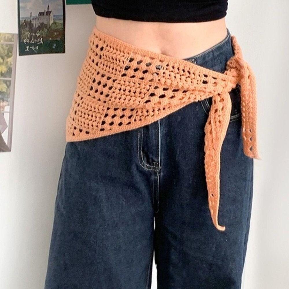 Y2k Design Balletcore Shawl Hollow Knitted Headscarf Retro Triangle Scarf Female Fashion