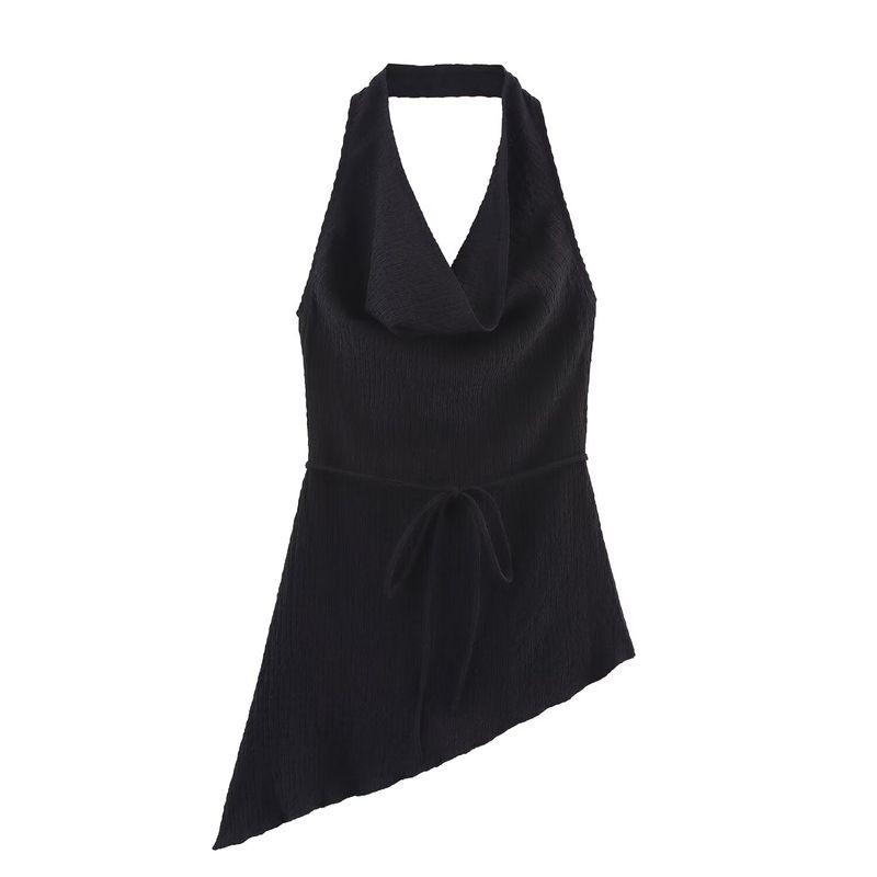 Zbzr Spring New Women Clothes Western Style Asymmetric Hanging Neck Top Draping Pants 0347302 0347303