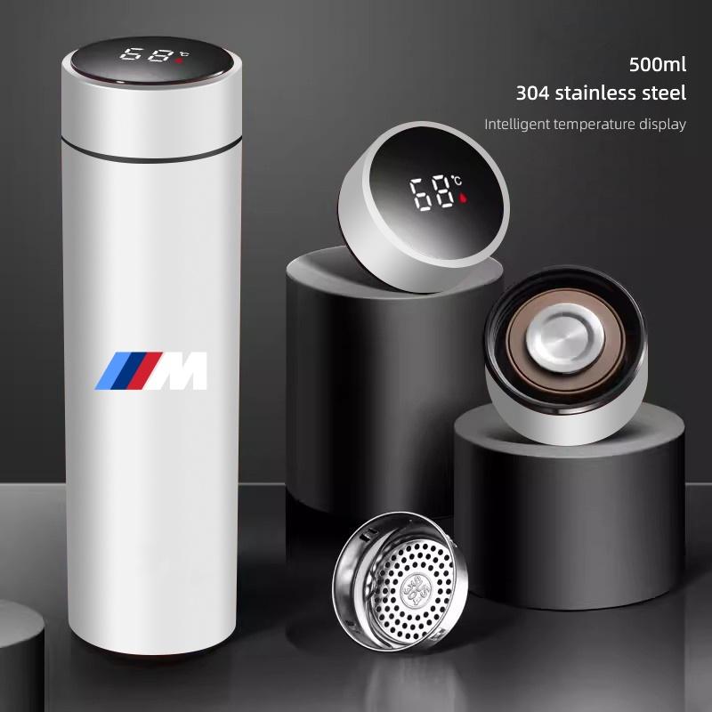 500ml Stainless Steel Intelligent Temperature Car Emblem Cup Coffee Cup Automotive Interior Stickers For BMW X1 X2 X3 X5 X4 X6
