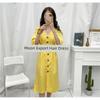 Fashion Single-Breasted Pleated Slim Looking Half-Length Sleeve Dress