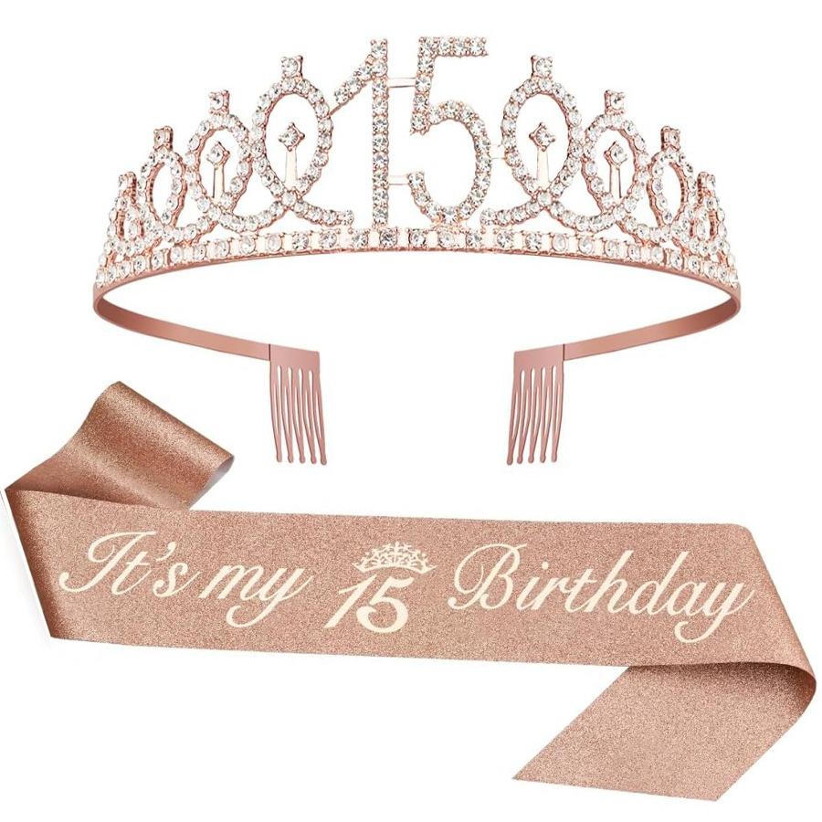 Birthday Tiara Crown Sash Women Girls 15th 20th 25th 30th 35th 40th 45th 50th 55th 60th 65th 70th Party Decoration Favor Gifts 5