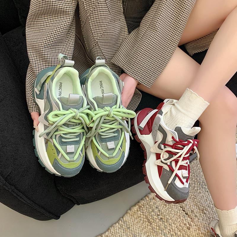 Fashion 2025Women's Casual Shoes Thick Sole Platform Chunky Sneakers Trendy Daddy Shoes Sports Walking Shoes
