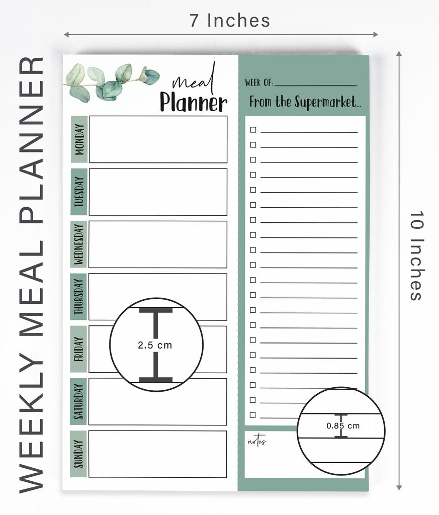 Inkdotpot Poznámkový blok Weekly Meal Planner 7" x 10, "Kuchyňské menu" Magnetický blok pro plánování jídla s odtrhávacími listy S-54