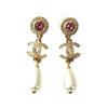 Doppel C Perlen Ohrhänger Ohrringe für Damen Gold ABA064-B10031-NM084
