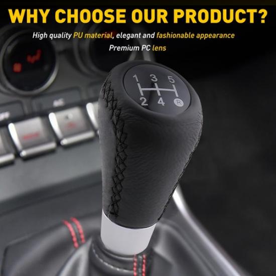 5 Speed Leather Car Manual Gear Stick Shift Knob Shifter Lever Head Universal