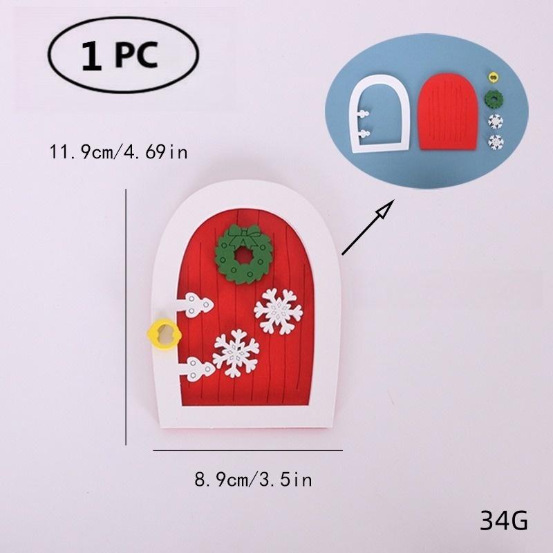 Christmas Wooden Elf Fairy Door Kit Tiny with Christmas Decoration Accessories for Mini House Furniture Christmas Decoration