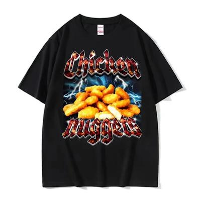 Zabawny Kurczak Nuggety Styl Vintage Mem Graficzny Koszulka Mężczyźni Kobiety Hip Hop Gotycki Oversize Koszulka 100% Bawełna Komfortowe Koszulki