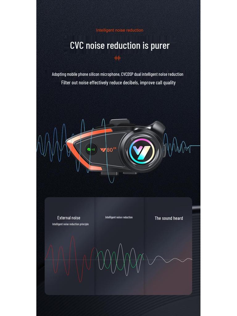 Y80 Bluetooth Helmet Intercom Headset