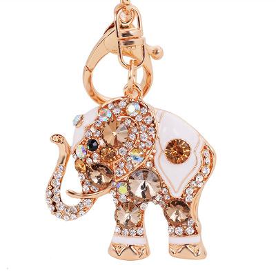 Raffinata Elefante Thailandese Intarsiato con Pietre Preziose Elegante Ciondolo Regalo per Amici Portachiavi Anello Portachiavi Ciondolo per Borsa